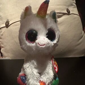 TY Beanie Babies Unicorn Plush Toy. PIXIE WITH COLOR HORN